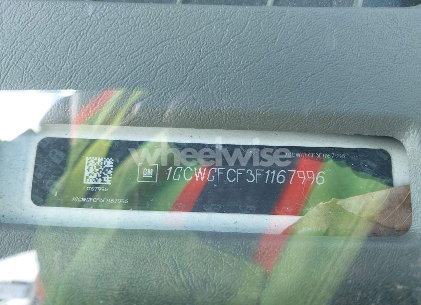 Photo 9 of 2015 Chevrolet Express 2500 WORK VAN (VIN 1GCWGFCF3F1167996)