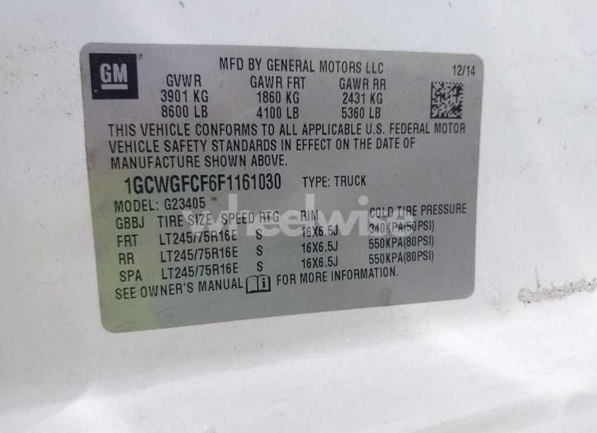 Photo 9 of 2015 Chevrolet Express 2500 WORK VAN (VIN 1GCWGFCF6F1161030)