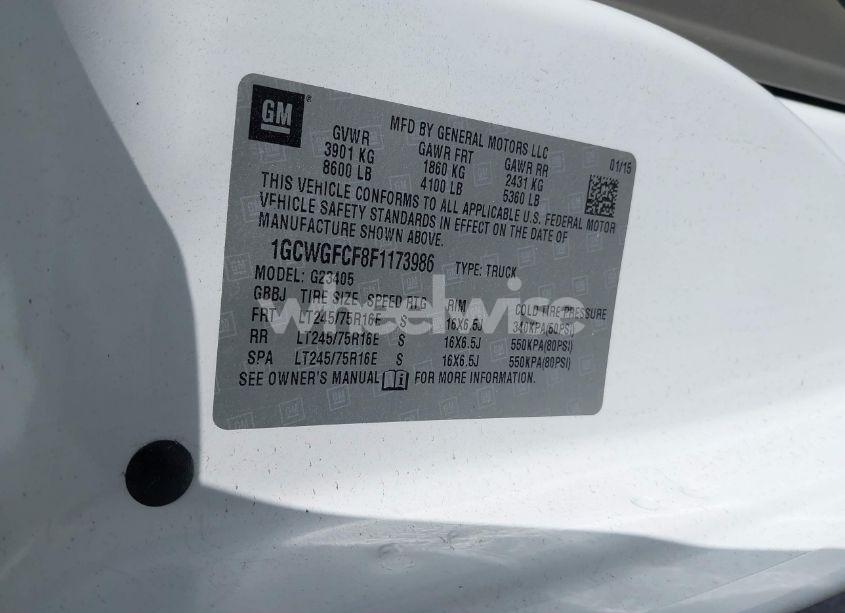 Photo 9 of 2015 Chevrolet Express 2500 WORK VAN (VIN 1GCWGFCF8F1173986)