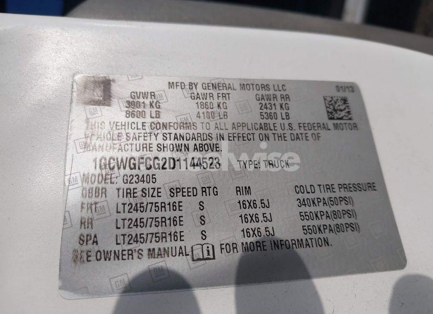 Photo 9 of 2013 Chevrolet Express 2500 WORK VAN (VIN 1GCWGFCG2D1144523)