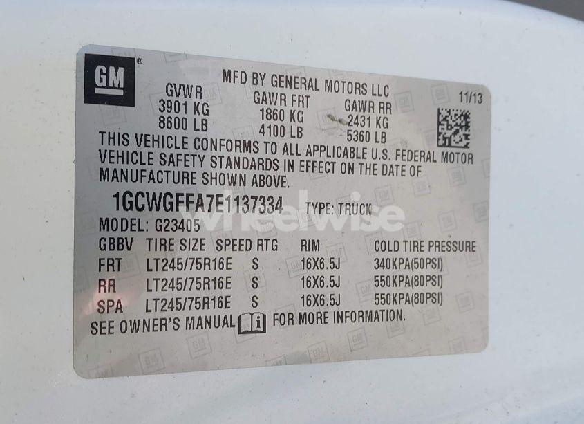 Photo 9 of 2014 Chevrolet Express 2500 WORK VAN (VIN 1GCWGFFA7E1137334)