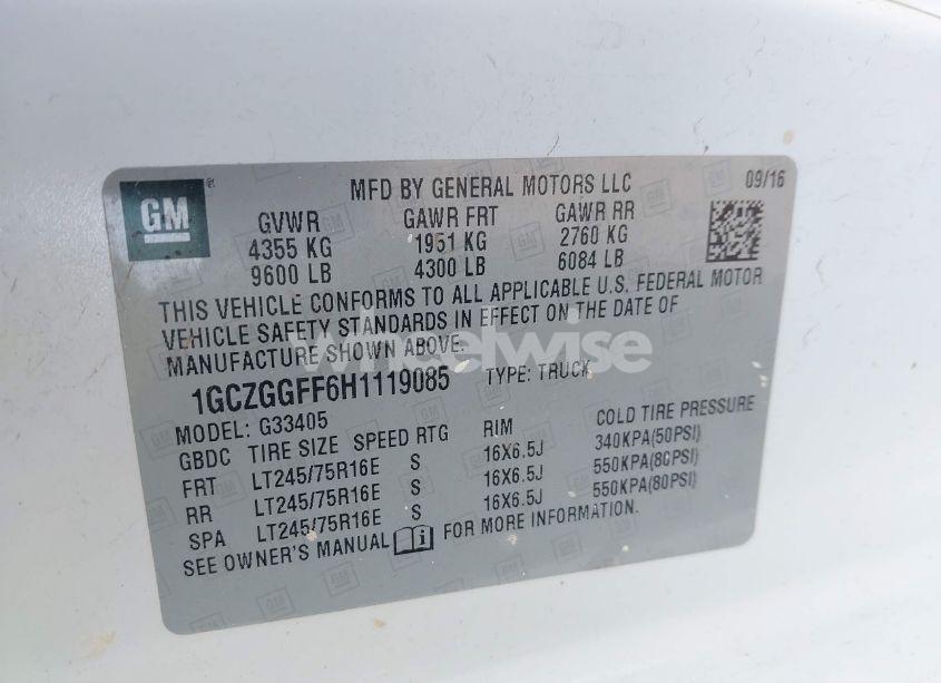 Photo 9 of 2017 Chevrolet Express 3500 WORK VAN (VIN 1GCZGGFF6H1119085)