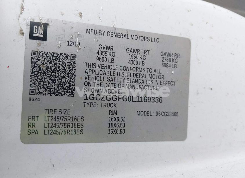 Photo 9 of 2020 Chevrolet Express CARGO RWD 3500 REGULAR WHEELBASE WT (VIN 1GCZGGFG0L1169336)