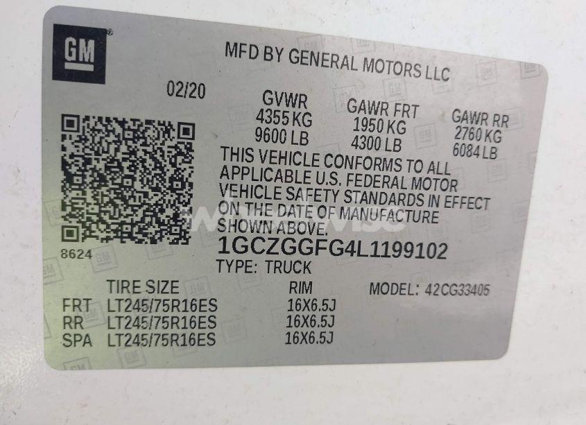 Photo 9 of 2020 Chevrolet Express CARGO RWD 3500 REGULAR WHEELBASE WT (VIN 1GCZGGFG4L1199102)