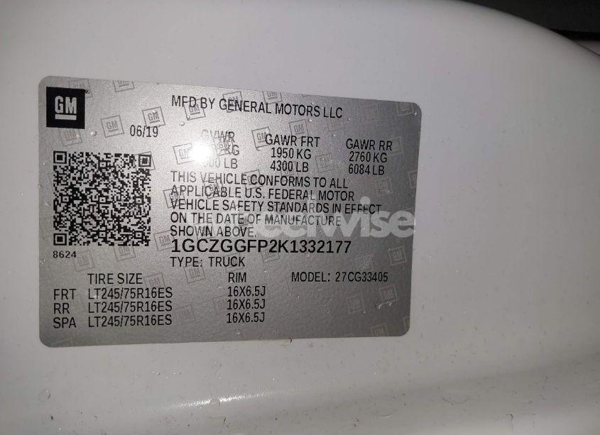 Photo 9 of 2019 Chevrolet Express 3500 WORK VAN (VIN 1GCZGGFP2K1332177)