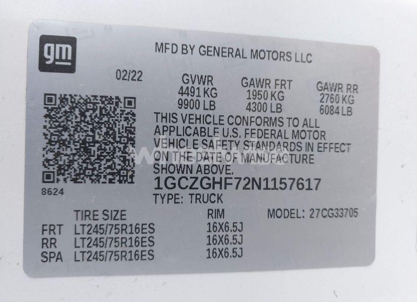 Photo 9 of 2022 Chevrolet Express CARGO RWD 3500 EXTENDED WHEELBASE WT (VIN 1GCZGHF72N1157617)