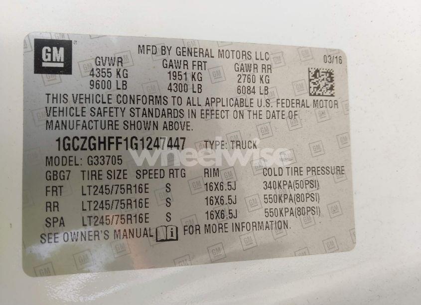 Photo 9 of 2016 Chevrolet Express 3500 WORK VAN (VIN 1GCZGHFF1G1247447)