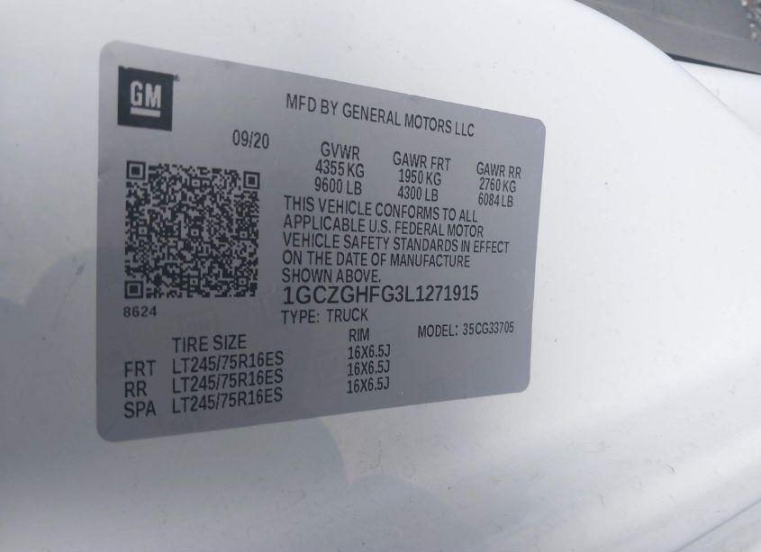 Photo 9 of 2020 Chevrolet Express CARGO RWD 3500 EXTENDED WHEELBASE WT (VIN 1GCZGHFG3L1271915)