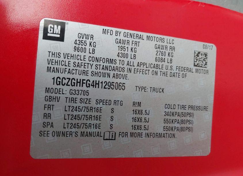 Photo 9 of 2017 Chevrolet Express 3500 WORK VAN (VIN 1GCZGHFG4H1295065)