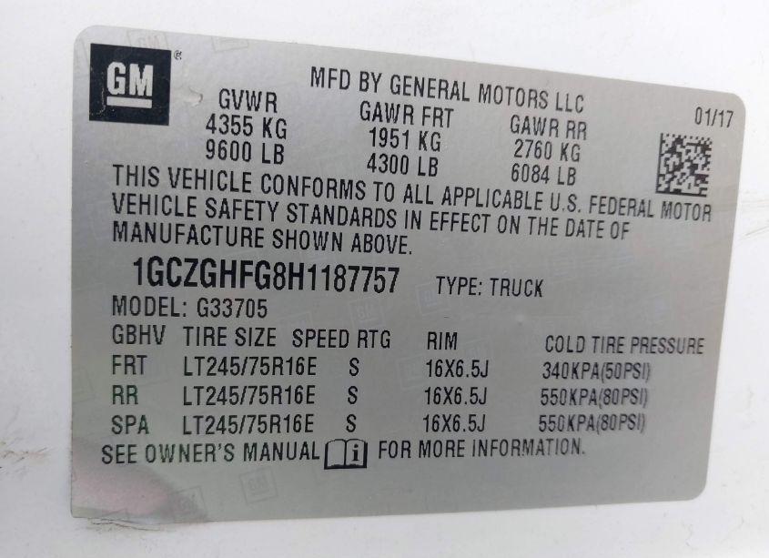 Photo 9 of 2017 Chevrolet Express 3500 WORK VAN (VIN 1GCZGHFG8H1187757)