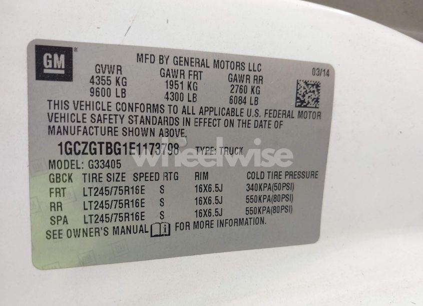 Photo 9 of 2014 Chevrolet Express 3500 WORK VAN (VIN 1GCZGTBG1E1173798)