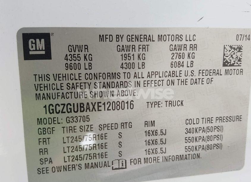 Photo 9 of 2014 Chevrolet Express 3500 WORK VAN (VIN 1GCZGUBAXE1208016)