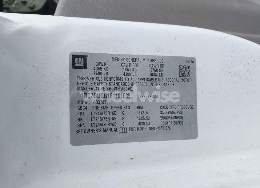 Photo 9 of 2015 Chevrolet Express 3500 WORK VAN (VIN 1GCZGUCG1F1101005)