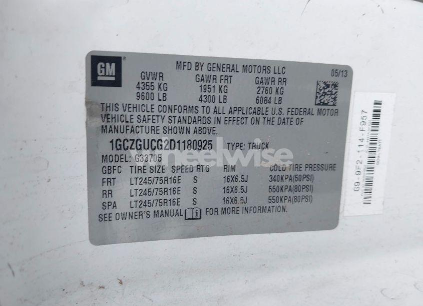 Photo 9 of 2013 Chevrolet Express 3500 WORK VAN (VIN 1GCZGUCG2D1180925)