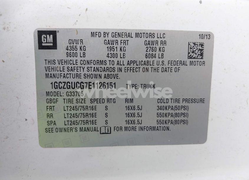 Photo 9 of 2014 Chevrolet Express 3500 WORK VAN (VIN 1GCZGUCG7E1126151)