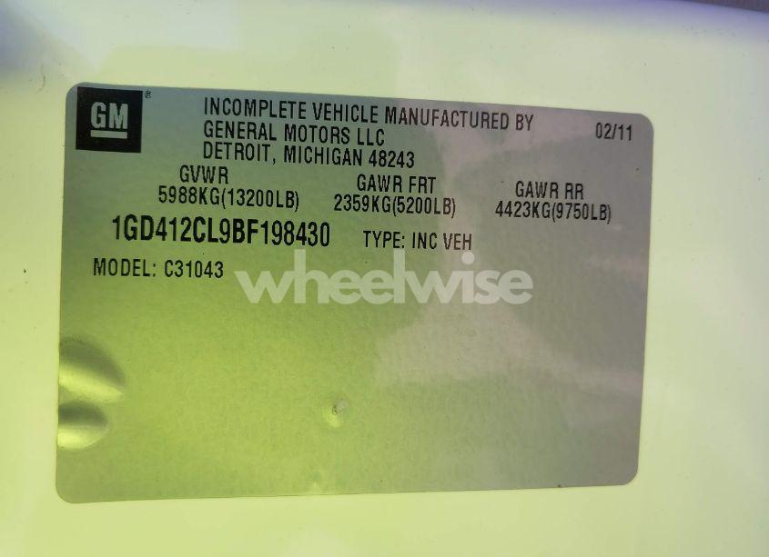 Photo 8 of 2011 Gmc Sierra 3500HD CHASSIS WORK TRUCK (VIN 1GD412CL9BF198430)