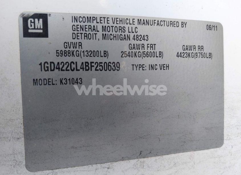 Photo 8 of 2011 Gmc Sierra 3500HD CHASSIS WORK TRUCK (VIN 1GD422CL4BF250639)