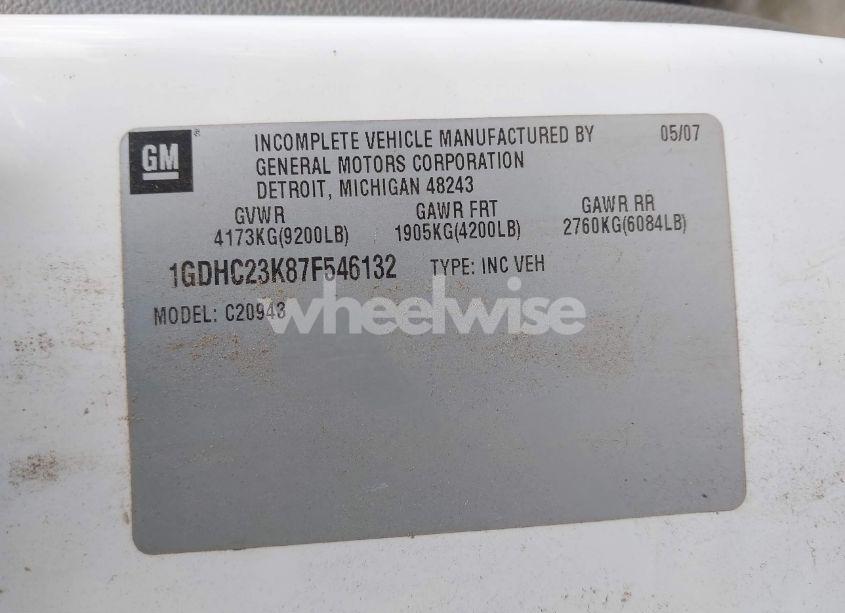 Photo 9 of 2007 Gmc Sierra 2500HD WORK TRUCK (VIN 1GDHC23K87F546132)