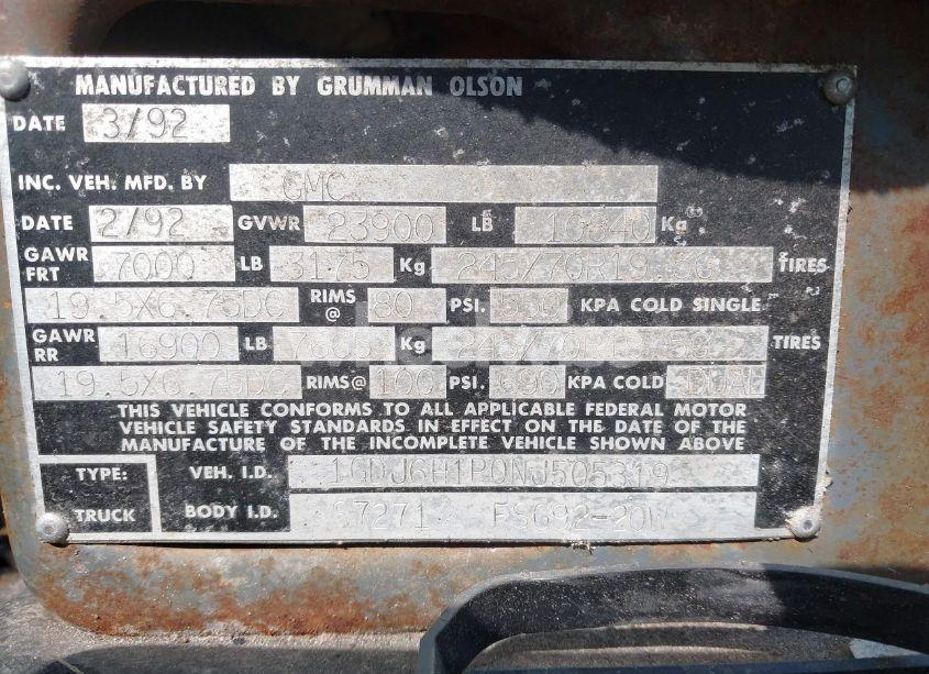 Photo 8 of 1992 Gmc Topkick C6H042 (VIN 1GDJ6H1P0NJ505319)