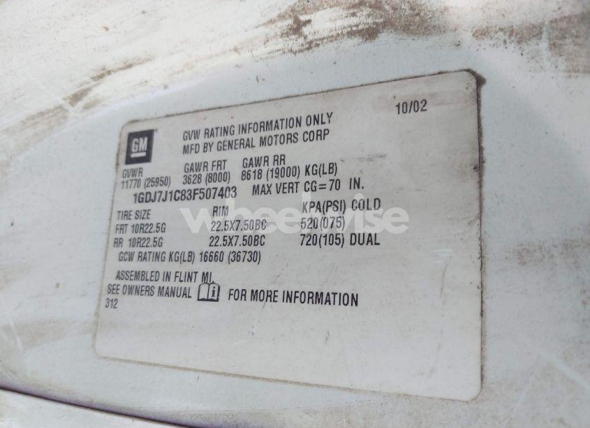 Photo 8 of 2003 Gmc C7500 C7C042 (VIN 1GDJ7J1C83F507403)