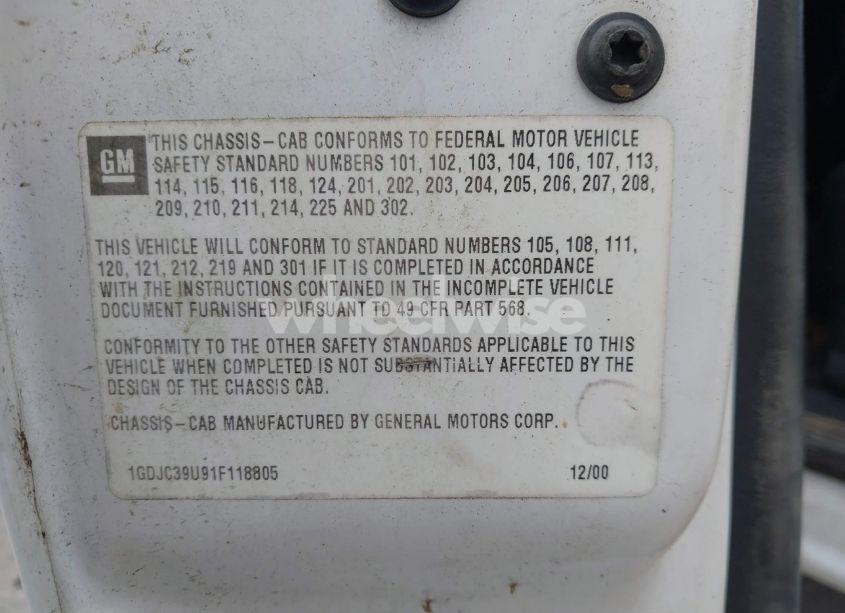 Photo 8 of 2001 Gmc Sierra 3500 CHASSIS SL (VIN 1GDJC39U91F118805)