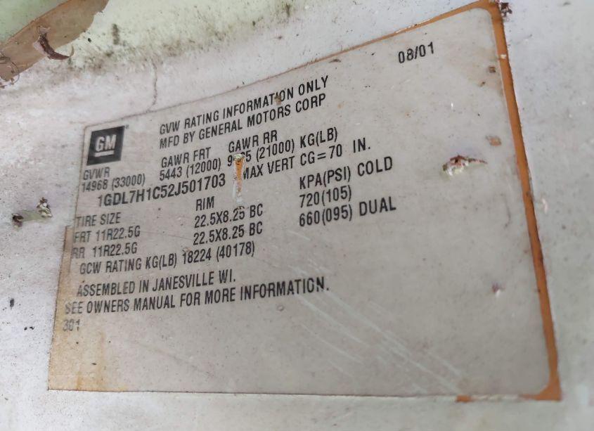 Photo 8 of 2002 Gmc C7500 C7H042 (VIN 1GDL7H1C52J501703)