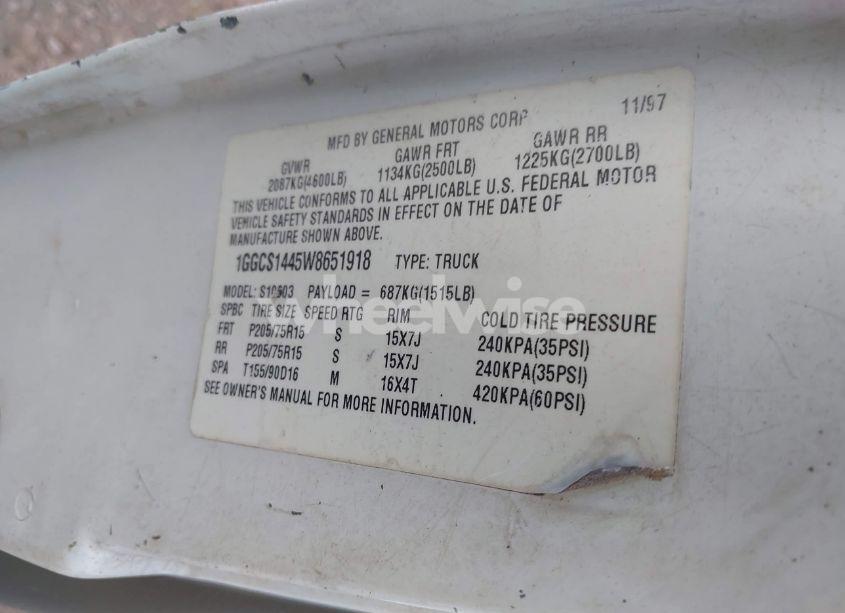 Photo 9 of 1998 Isuzu Hombre S (VIN 1GGCS1445W8651918)