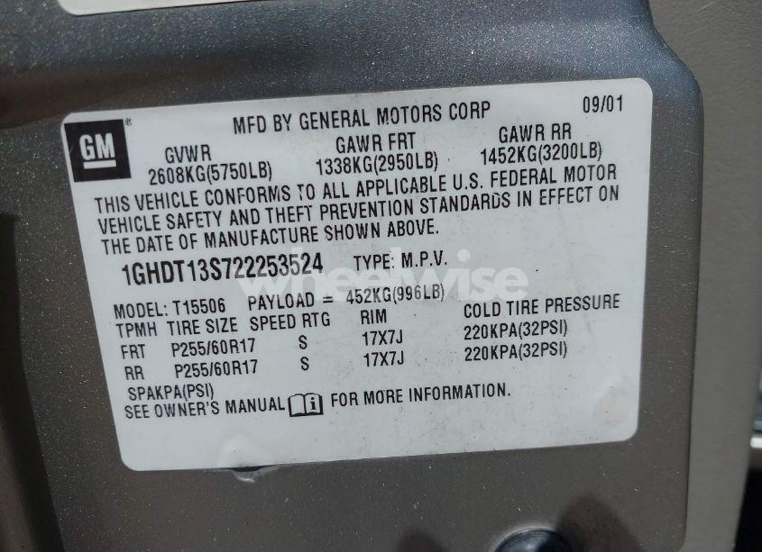 Photo 9 of 2002 Oldsmobile Bravada N/A (VIN 1GHDT13S722253524)