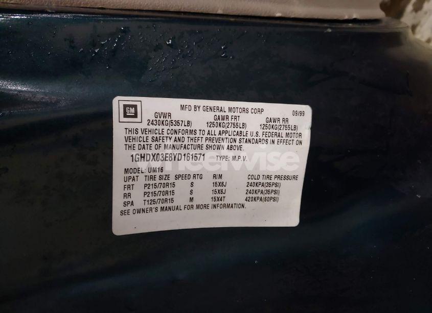 Photo 9 of 2000 Oldsmobile Silhouette GLS (VIN 1GHDX03E8YD161571)