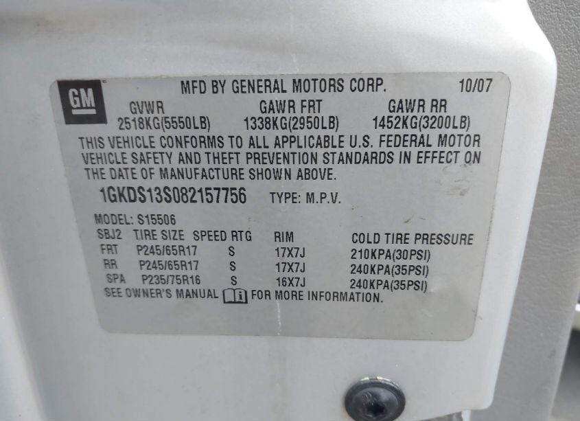 Photo 9 of 2008 Gmc Envoy SLE (VIN 1GKDS13S082157756)