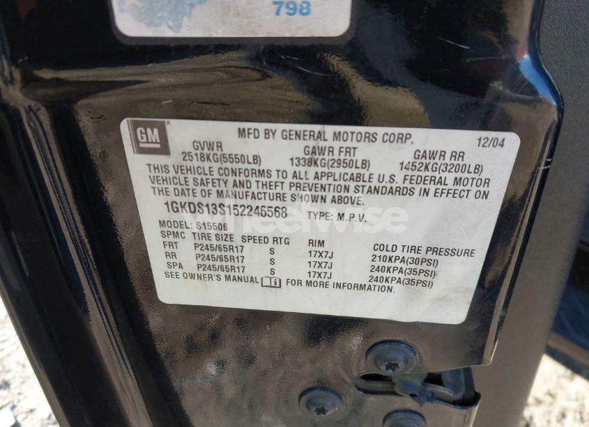 Photo 9 of 2005 Gmc Envoy SLT (VIN 1GKDS13S152246568)