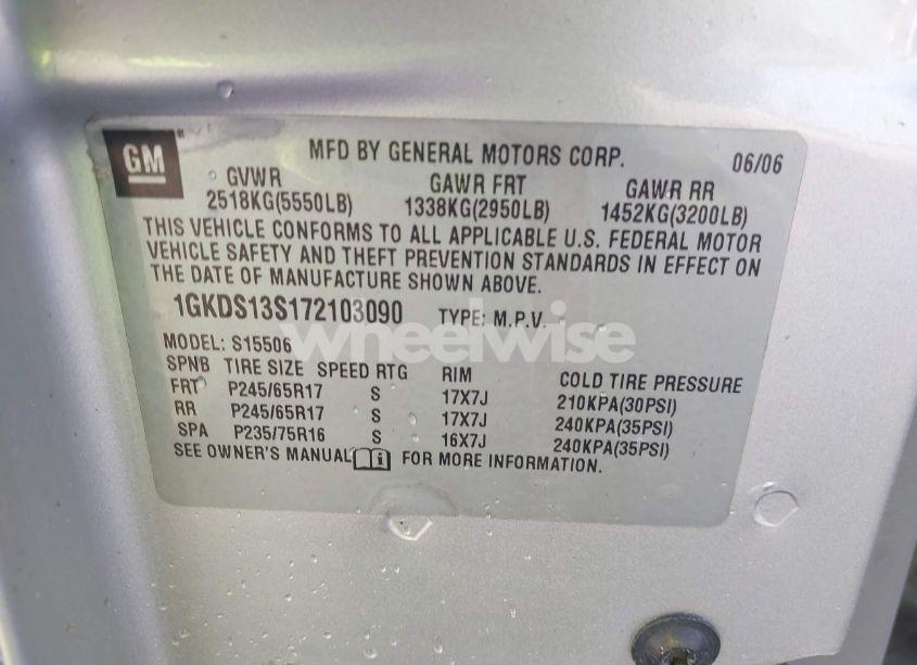 Photo 9 of 2007 Gmc Envoy SLE (VIN 1GKDS13S172103090)