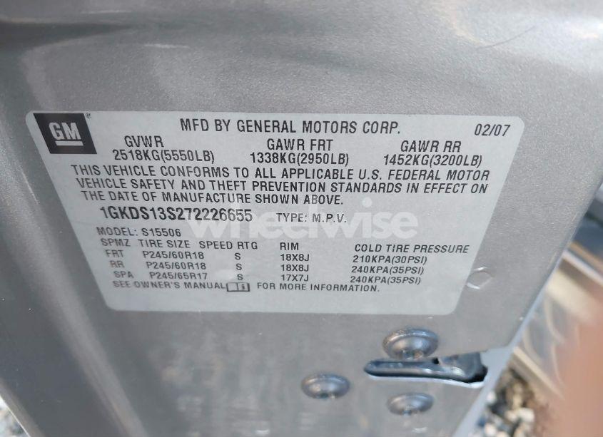 Photo 9 of 2007 Gmc Envoy SLT (VIN 1GKDS13S272226655)