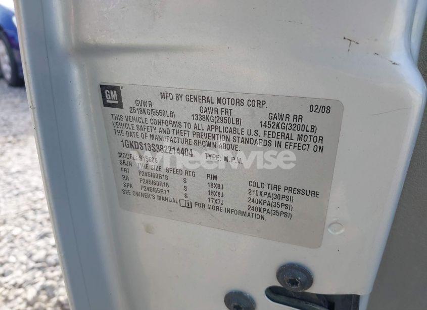 Photo 9 of 2008 Gmc Envoy SLT (VIN 1GKDS13S382214404)