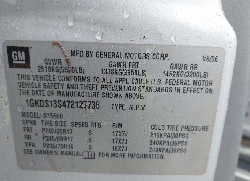 Photo 9 of 2007 Gmc Envoy SLE (VIN 1GKDS13S472127738)