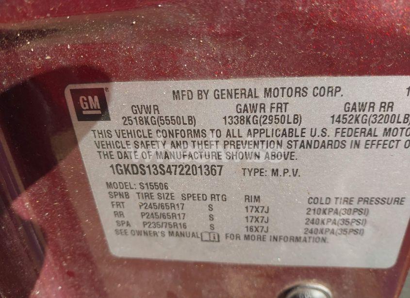 Photo 9 of 2007 Gmc Envoy SLE (VIN 1GKDS13S472201367)