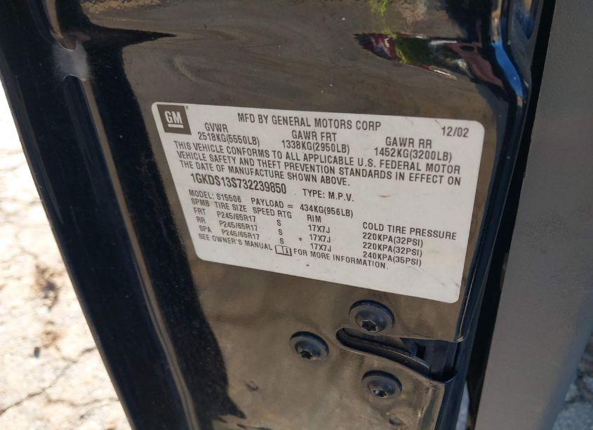 Photo 9 of 2003 Gmc Envoy SLT (VIN 1GKDS13S732239850)