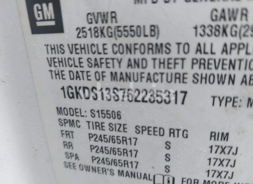 Photo 9 of 2006 Gmc Envoy SLE (VIN 1GKDS13S762235317)