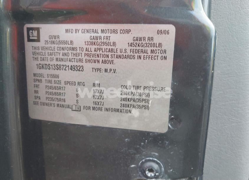 Photo 9 of 2007 Gmc Envoy SLT (VIN 1GKDS13S872149323)