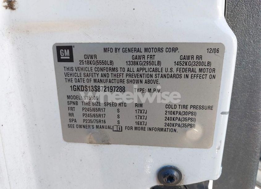 Photo 9 of 2007 Gmc Envoy SLE (VIN 1GKDS13S872197288)