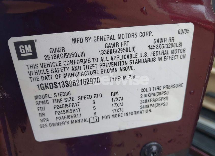 Photo 9 of 2006 Gmc Envoy SLE (VIN 1GKDS13S962162970)