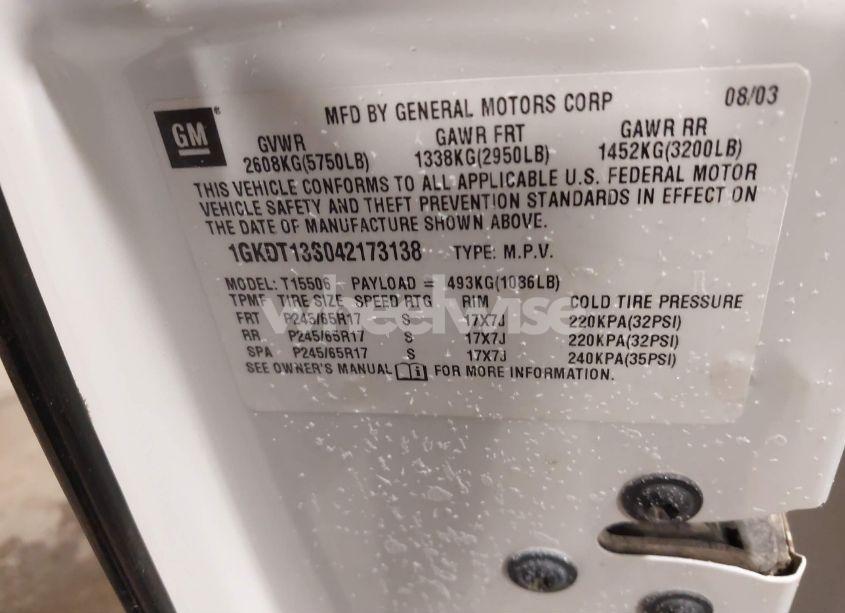 Photo 9 of 2004 Gmc Envoy SLE (VIN 1GKDT13S042173138)