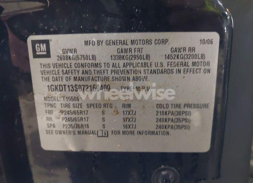 Photo 9 of 2007 Gmc Envoy SLT (VIN 1GKDT13S072160409)