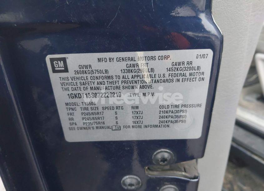 Photo 9 of 2007 Gmc Envoy SLE (VIN 1GKDT13S072220219)