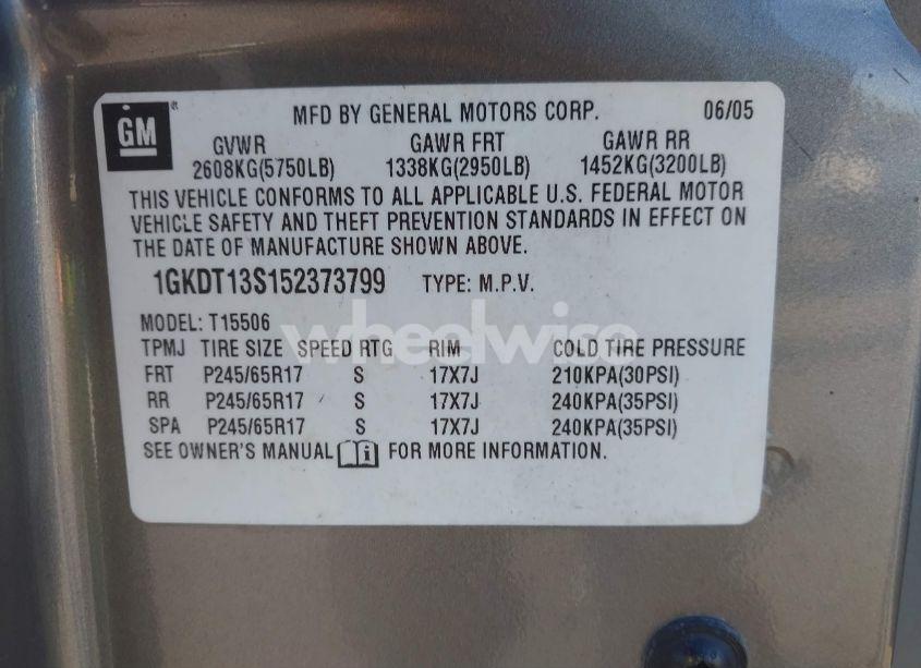 Photo 9 of 2005 Gmc Envoy SLE (VIN 1GKDT13S152373799)