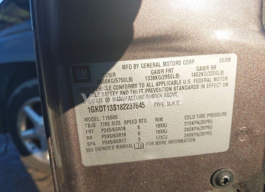 Photo 9 of 2008 Gmc Envoy SLT (VIN 1GKDT13S182237645)