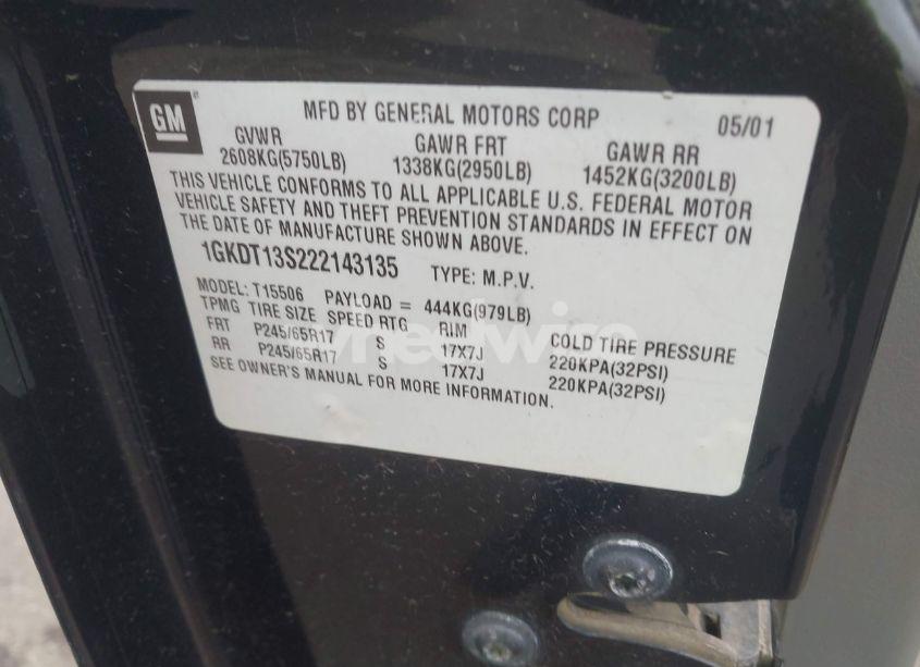 Photo 9 of 2002 Gmc Envoy SLT (VIN 1GKDT13S222143135)