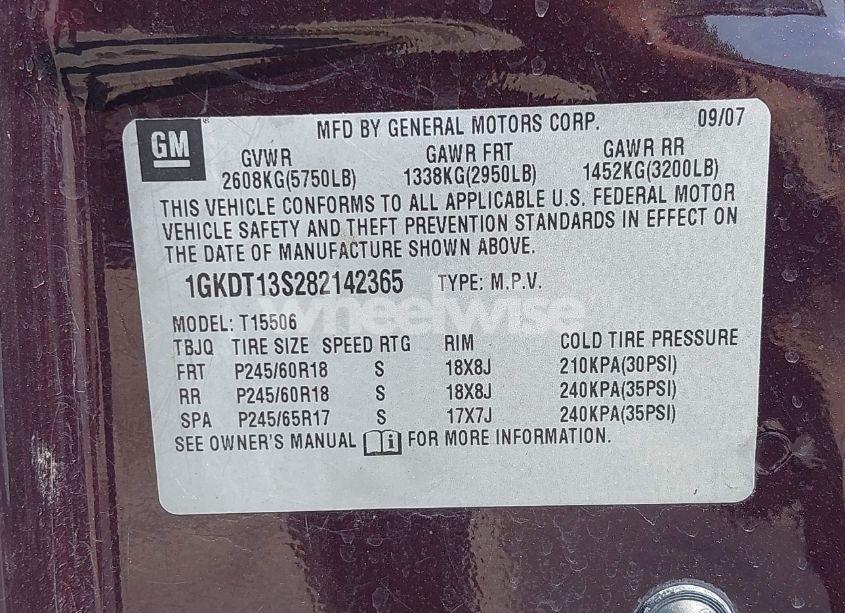 Photo 9 of 2008 Gmc Envoy SLT (VIN 1GKDT13S282142365)