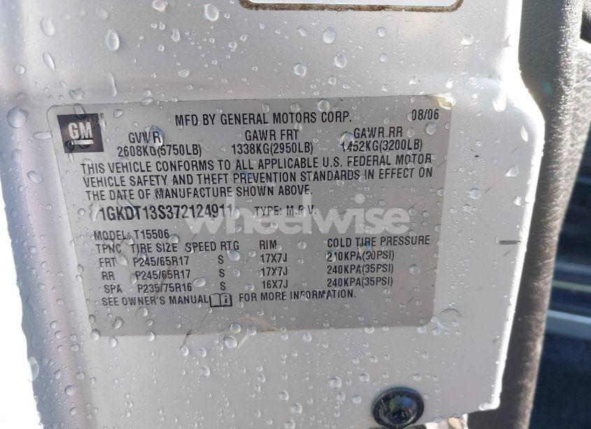 Photo 9 of 2007 Gmc Envoy SLE (VIN 1GKDT13S372124911)