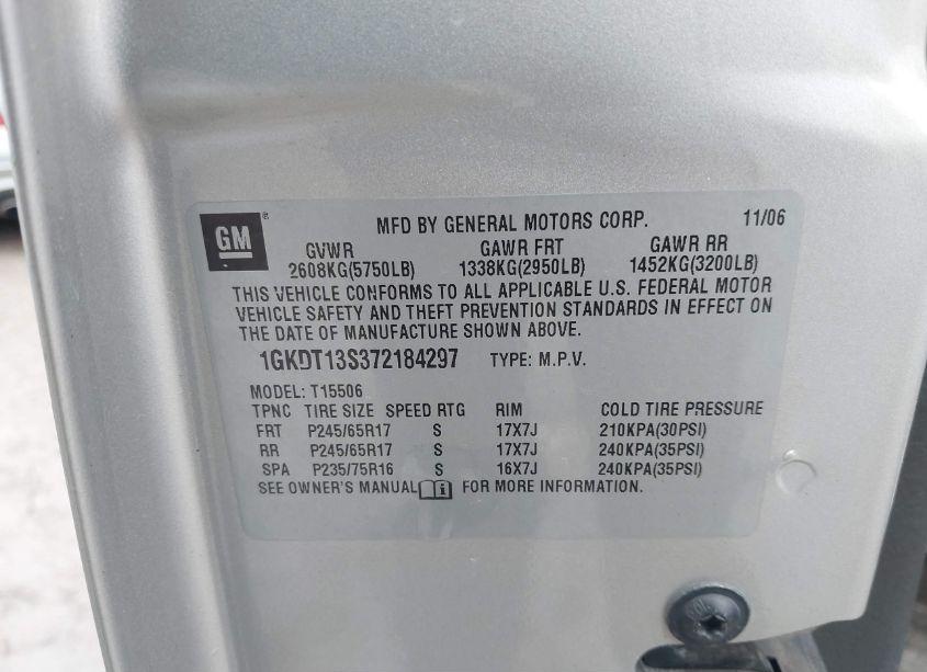 Photo 9 of 2007 Gmc Envoy SLE (VIN 1GKDT13S372184297)